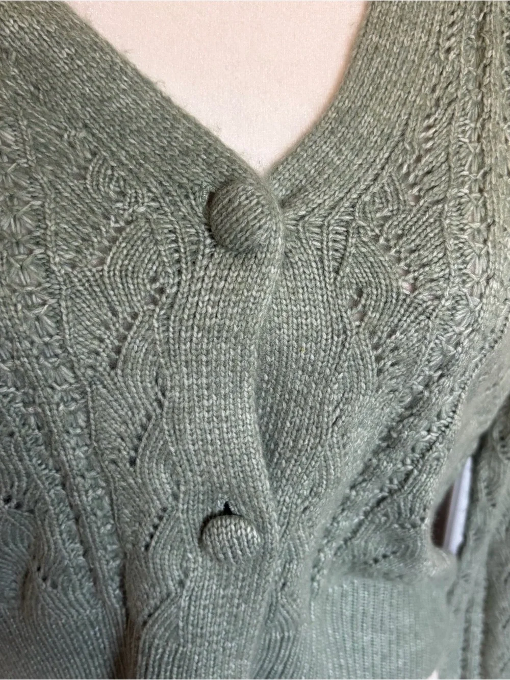 Jessica Simpson Sage Green Cable Knit Button Front Cardigan Sweater - Picture 2 of 4